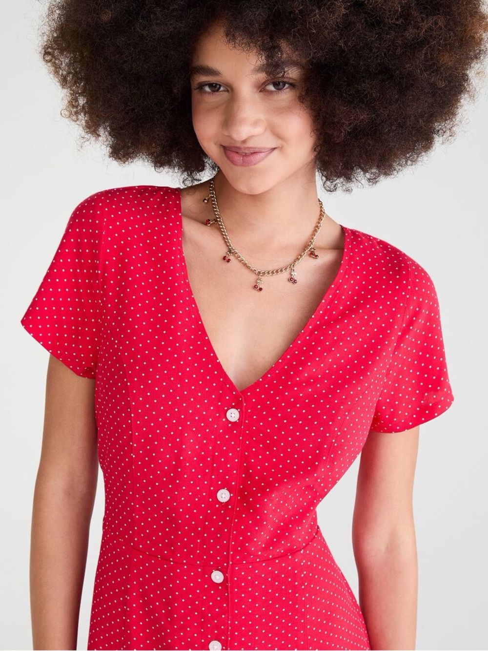 Aeropostale Red Polka Dot V-Neck Mini Dress